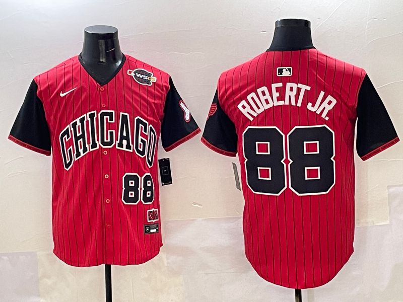 Men Chicago White Sox 88 Robert jr Red Stripe Joint Name 2025 Nike MLB Jersey style 3